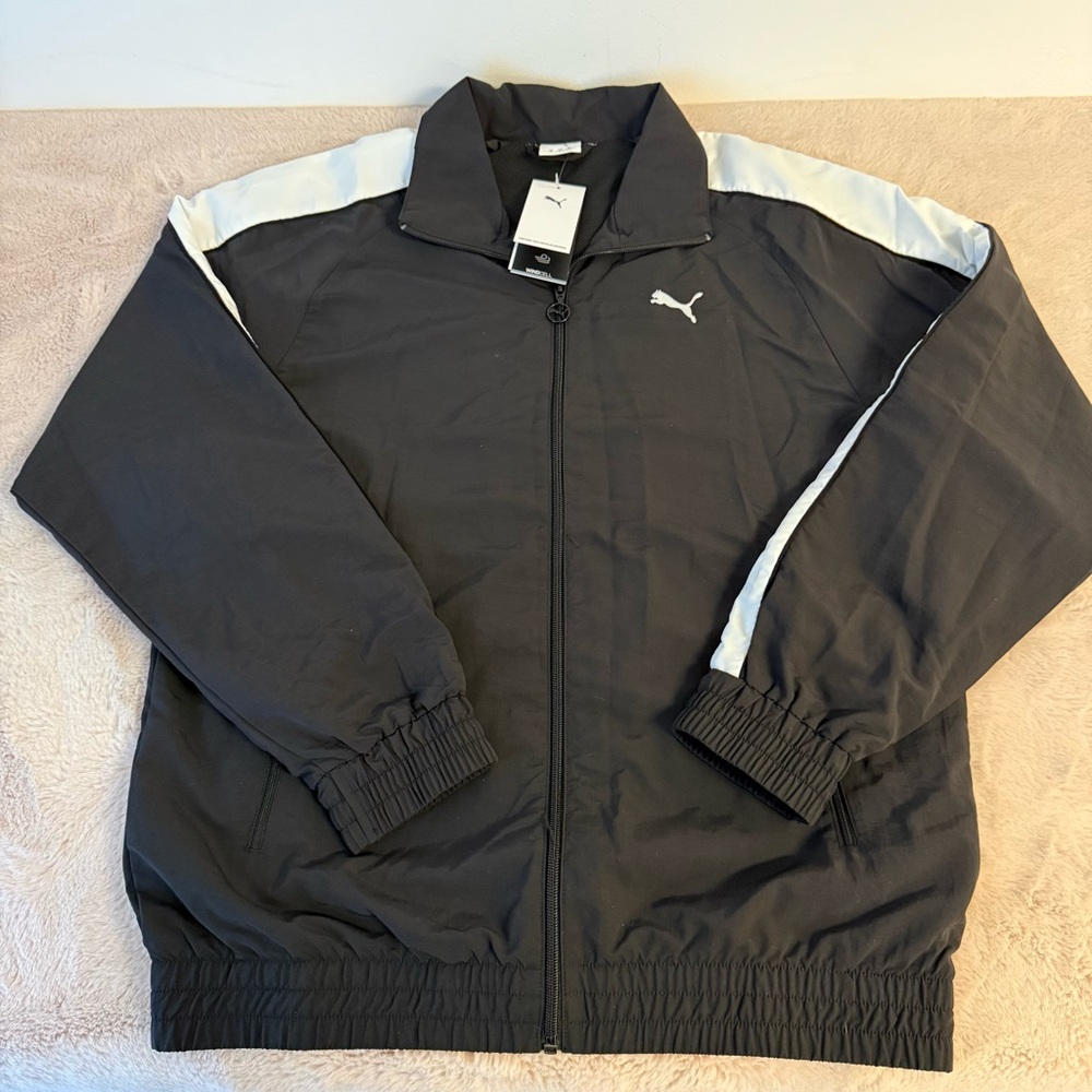 NWT Puma Men’s Full-Zip Track Jacket Black & White Athletic Windbreaker Size S